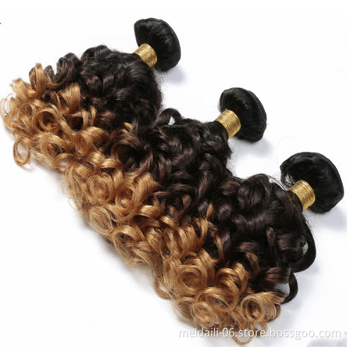 High Quality 8a Grade 1B/4/27 Ombre Brazilian Virgin Hair Spiral Curl Human Hair Bundles